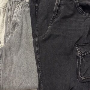 Zara Black and Gray Relaxed Jeans